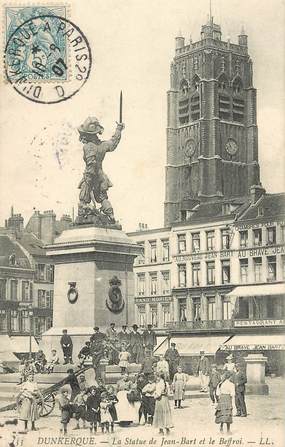 CPA FRANCE 59 "Dunkerque, la statue de Jean Bart" / CACHET AMBULANT Dunkerque à Paris