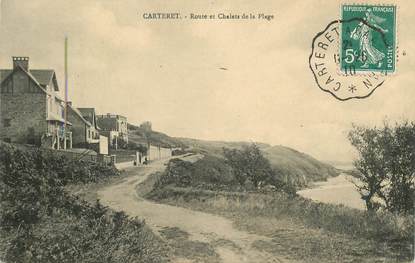 CPA FRANCE 50 "Carteret, route et chalets de la plage" / CACHET AMBULANT Carteret à Carentan