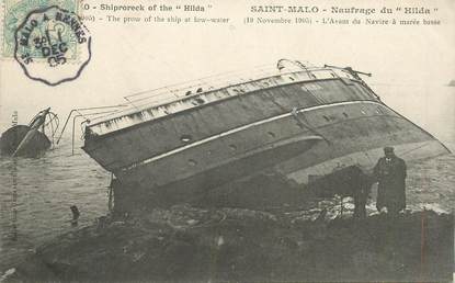 CPA FRANCE 35 "Saint Malo, le naufrage du Hilda" / CACHET AMBULANT Saint malo à Rennes