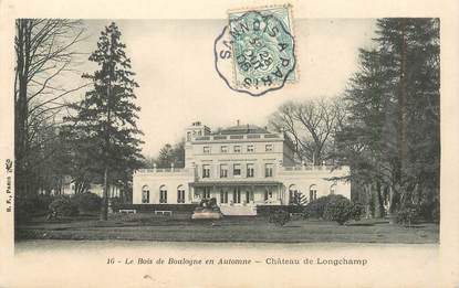 CPA FRANCE 75016 "Paris, Le bois de Boulogne Chateau de Longchamp" / CACHET AMBULANT Sannois à Paris