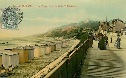 CPA FRANCE 76 "Le Havre, la plage" / CACHET AMBULANT Le Havre à Paris