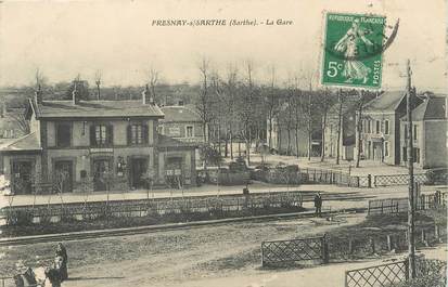 / CPA FRANCE 72 "Fresnaye sur Sarthe, la gare"