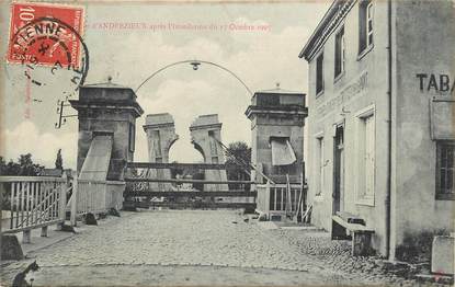 CPA FRANCE 42 "Inondation du 17/10/1907, Eboulement du Pont d'Andrézieux" / TABACS