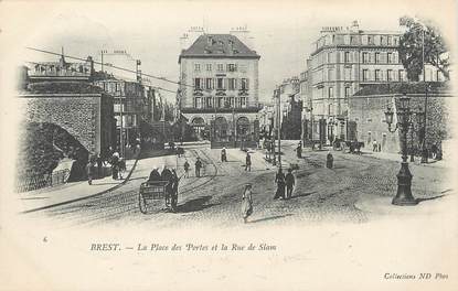 / CPA FRANCE 29 "Brest, la place des portes et la rue de Siam"