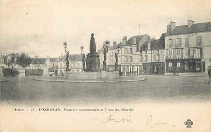 / CPA FRANCE 36 "Issoudun, fontaine monumentale et place du marché"