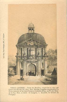 / CPA FRANCE 52 "Vieux Langres, porte des Moulins"