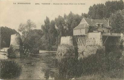 / CPA FRANCE 27 "Vernon, ruines du vieux pont sur la Seine"