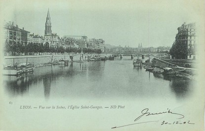 / CPA FRANCE 69 "Lyon, vue sur la Saône, l'église Saint Georges"