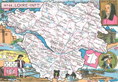 / CPSM FRANCE 44 "Loire Inférieure" / CARTE GEOGRAPHIQUE