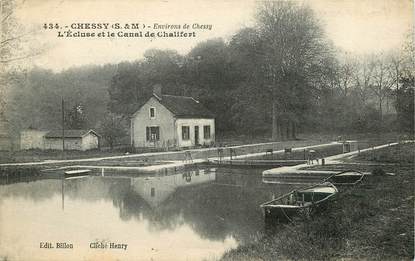 CPA FRANCE 77 "Chessy, L'Ecluse et le canal de Chalifert"