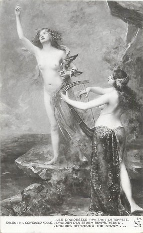 / CPA NU / SALON 1911 "Consuelo Fould, les Druidesses apaisant la tempête"