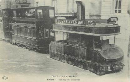 / CPA FRANCE 78 "Paris, tramway de Versailles" / INONDATIONS