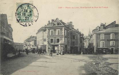 / CPA FRANCE 05 "Gap, place du Lion, rue Carnot"