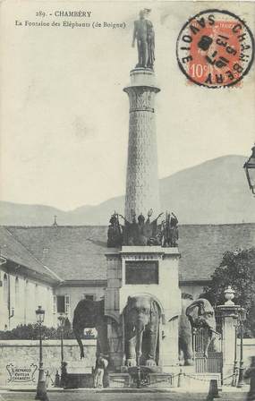 / CPA FRANCE 73 "Chambéry, la fontaine des  éléphants"