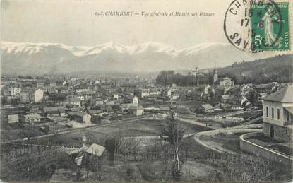 / CPA FRANCE 73 "Chambéry, vue générale et massif des Bauges "
