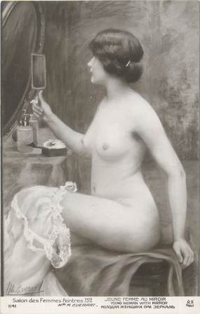 / CPA NU / SALON DES FEMMES PEINTRES 1912 nr1141 "Jeune femme au miroir, Melle M Everart"