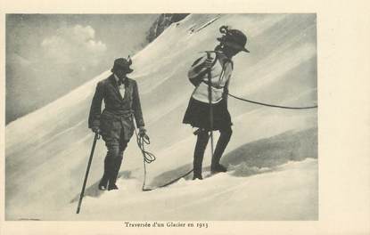 CPA  ALPINISME "Traversée d'un glacier en 1913"