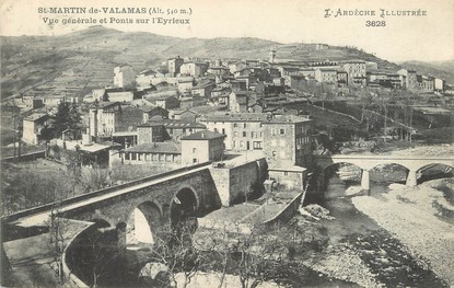 / CPA FRANCE 07 "Saint Martin de Valamas, vue générale et ponts sur l'Eyrieux"