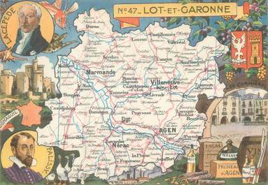 / CPSM FRANCE 47 "Lot et Garonne" / CARTE GEOGRAPHIQUE