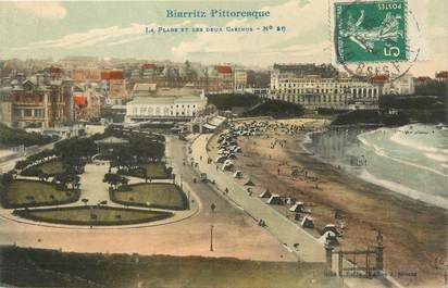 / CPA FRANCE 64 "Biarritz Pittoresque, la plage et les deux casinos nr 56"