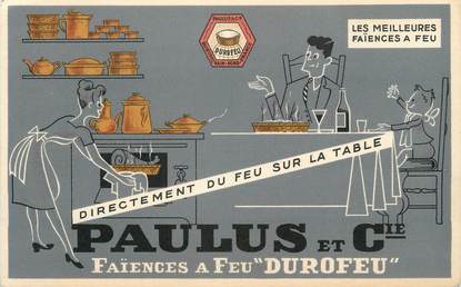 / CPA FRANCE 15 "Quiévrechain, faiencerie culinaire Paulus et Cie" / CARTE PUBLICITAIRE