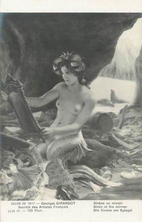 / CPA NU / SALON DE 1911 nr 5359 dt "Georges Girardot, sirène au miroir"
