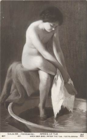 / CPA NU / SALON 1912 nr 1217 "Frérebeau, après le tub"