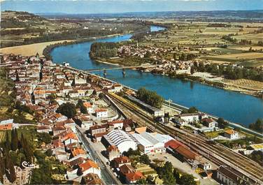 / CPSM FRANCE 47 "Port Sainte Marie, vue générale aérienne et Saint Laurent"