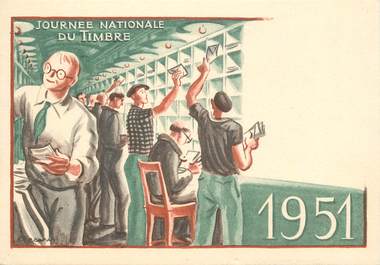 CPA LA POSTE 1951 Journée nationale du Timbre