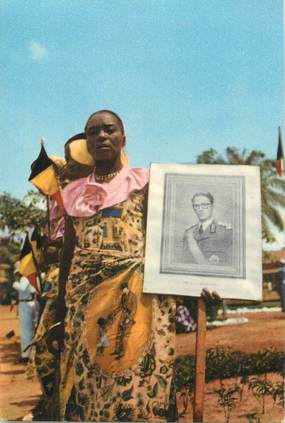 CPSM CONGO BELGE  "Voyage du Roi au Congo, 1955, Coquilhatville"  / PUB CHOCOLAT COTE D'OR