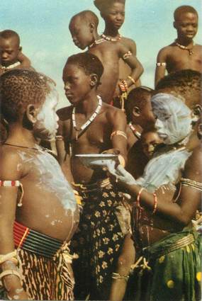 CPSM CONGO BELGE  "Voyage du Roi au Congo, 1955, Stanleyville, danse des enfants Wagénia "  / PUB CHOCOLAT COTE D'OR