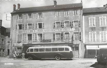 CPSM FRANCE 63 "Saint Anthème, arrivée des autobus et l'hôtel"