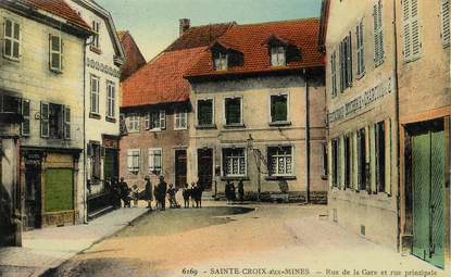 CPA FRANCE 68 "Sainte Croix aux Mines, rue de la gare et rue principale"