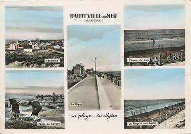 / CPSM FRANCE 50 "Hauteville sur Mer, sa plage sa digue"