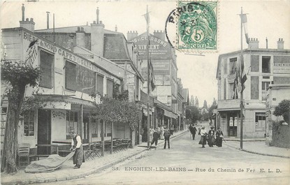 / CPA FRANCE 95 "Enghien Les Bains, rue du chemin de fer"
