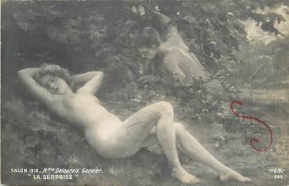 / CPA NU / SALON DE 1910 nr 343 "Mme Delacroix Garnier, la surprise"