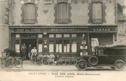 CPA  FRANCE 02 "Saint Erme, Hotel restaurant le Bar des Amis"