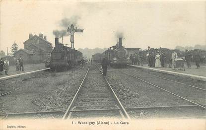 CPA  FRANCE 02 "Wassigny, la gare " / TRAIN