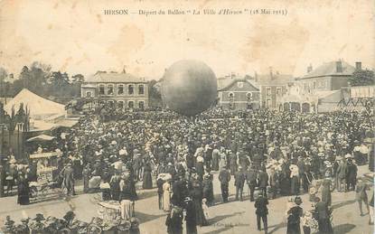 CPA  FRANCE 02 "Hirson, départ du ballon, 1913" / BALLON / DIRIGEABLE