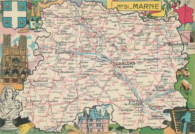 / CPSM FRANCE 51 "Marne" / CARTE  GEOGRAPHIQUE