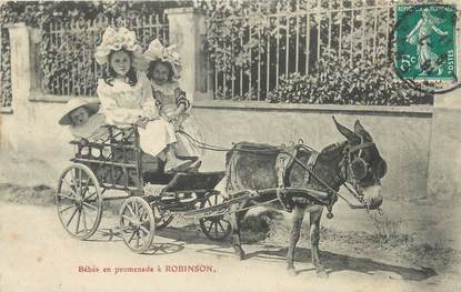 / CPA FRANCE 92 "Robinson, bébés en promenade" / ÂNE