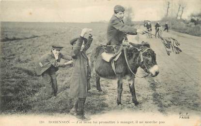 / CPA FRANCE 92 "Robinson, j'ai beau lui promettre à manger il ne marche pas" / ÂNE