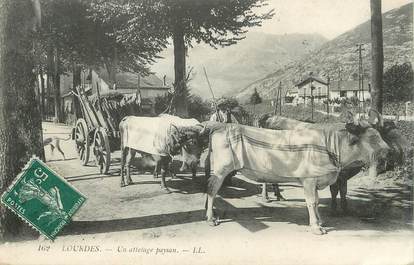 / CPA FRANCE 65 "Lourdes, un attelage paysan"