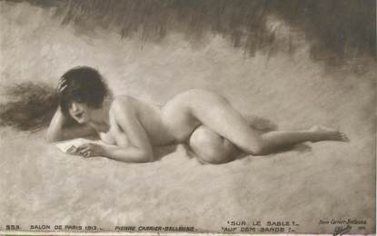 / CPA NU / SALON DE PARIS 1913 nr 553 "Pierre Carrier Belleuse, sur le sable"
