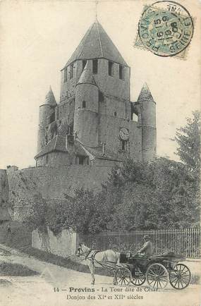 / CPA FRANCE 77 "Provins, la tour dite de César" / ATTELAGE