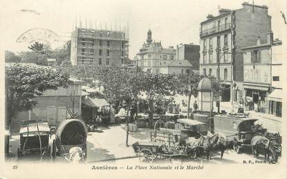 / CPA FRANCE 92 "Asnières, la place Nationale et le marché"