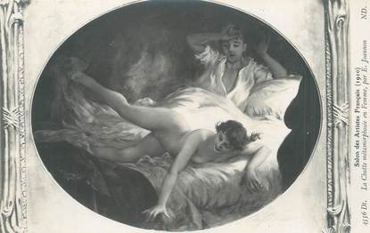 / CPA NU / SALON DES ARTISTES FRANCAIS 1910 nr 4556 Dt "La Chatte métamorphosée en femme, par E. Joannon"