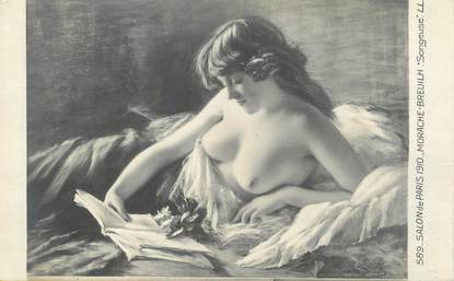 / CPA NU / SALON DE PARIS 1910 NR 589 "Morache Breuilh, songeuse"