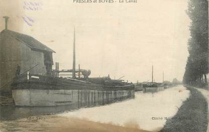 / CPA FRANCE 02 "Presles et Boves, le canal" / PENICHE