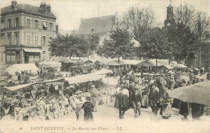 / CPA FRANCE 02 "Saint Quentin, le marché aux fleurs"